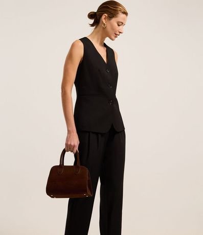 Pantalón Recto Sastrería con Trabillas y Pliegues 2