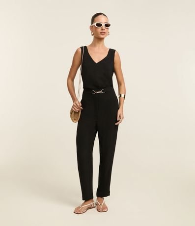 Pantalón Carrot Airflow con Cintura Elástica y Adorno Metalizado