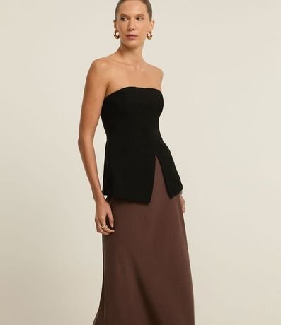 Pollera Slip Larga en Cupro con Cintura Sastre 2