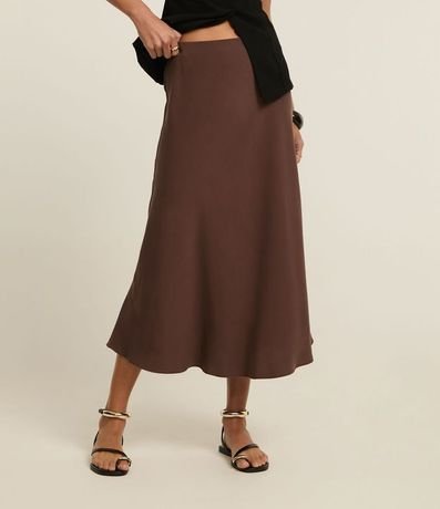 Pollera Slip Larga en Cupro con Cintura Sastre 3