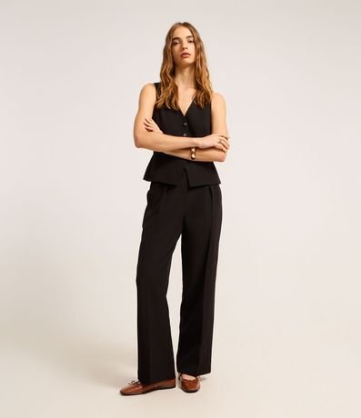 Pantalón Recto Sastrería con Trabillas y Pliegues 1