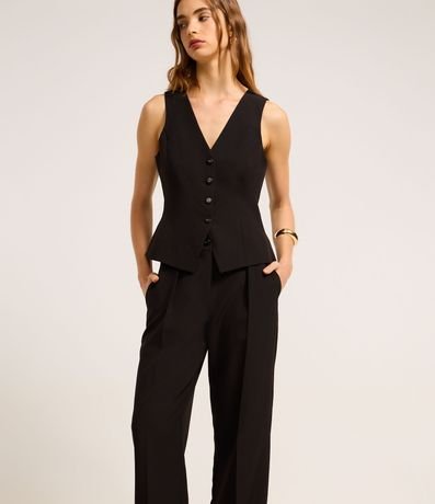 Pantalón Recto Sastrería con Trabillas y Pliegues 2