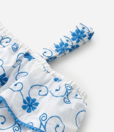 Blusa Cropped Infantil Hombro Único con Estampa Bordada - Talle 5 a 14 años 5