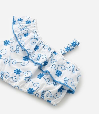 Blusa Cropped Infantil Hombro Único con Estampa Bordada - Talle 5 a 14 años 6