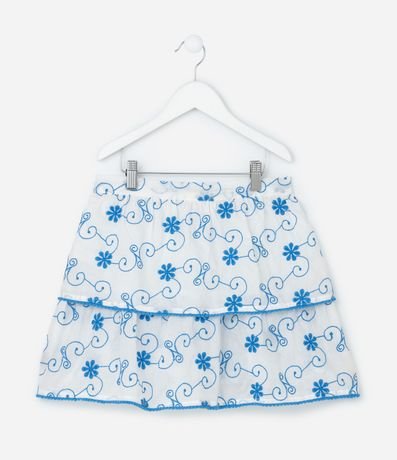 Pollera Infantil en Laise con Volados Bordados - Talle 5 a 14 años