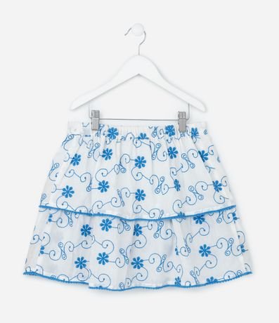 Pollera Infantil en Laise con Volados Bordados - Talle 5 a 14 años 2