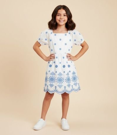 Vestido Infantil en Laise con Broderie - Talle 5 a 14 años