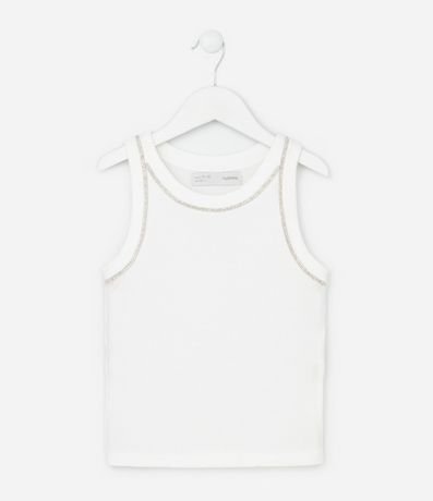 Remera Musculosa Infantil en Rib con Sisa Americana y Aplicación de Brillos - Talle 5 a 14 años