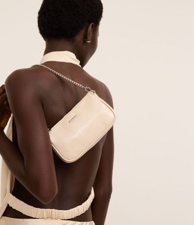 Cartera Baguette Pequena en PU Glossy con Asas Desmontables