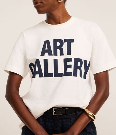 Remera en Algodón con Lettering Art Gallery