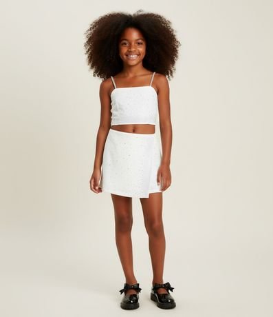 Short Pollera Infantil en Crepé con Brillos Sastre - Talle 5 a 14 años