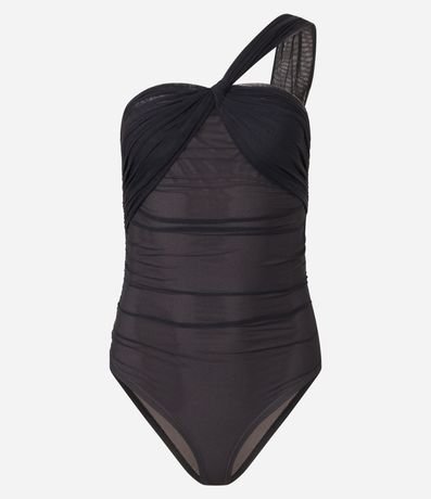 Body en Tule con Un Hombro Único y Nudo en el Busto 6