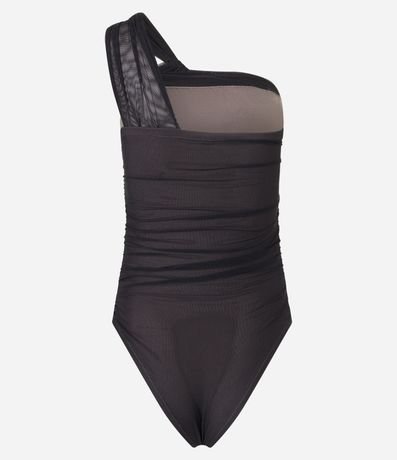 Body en Tule con Un Hombro Único y Nudo en el Busto 7