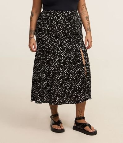 Pollera Midi con Fenda y Estampa de Lunares Curve & Plus Size 2