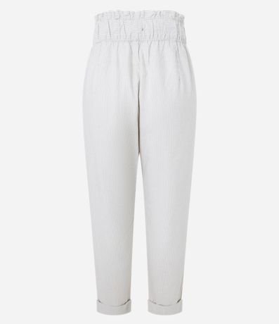 Pantalón Carrot en Sarga con Cintura Elástica y Lazo en la Cintura 2