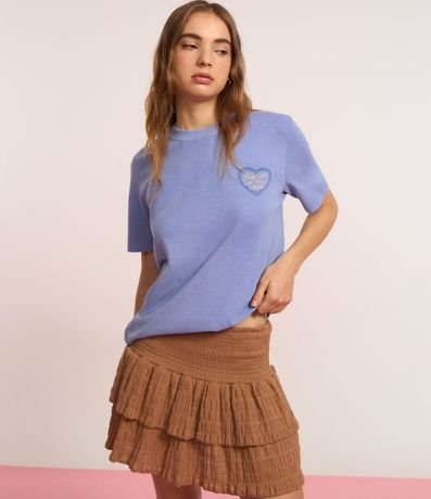 Remera Over en Algodón con Estampa de Corazón 7