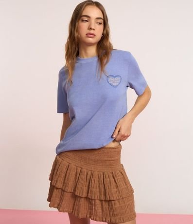 Remera Over en Algodón con Estampa de Corazón 4