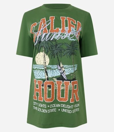 Remera Alargada en Algodón con Estampa Califa 6