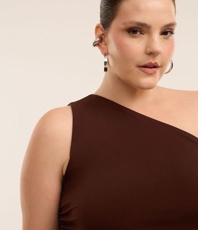 Vestido Midi Hombro Único y Fruncido Lateral Curve & Plus Size 4