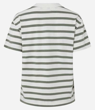 Remera Manga Corta en Algodón con Rayas Verticales y Cuello Redondo 9