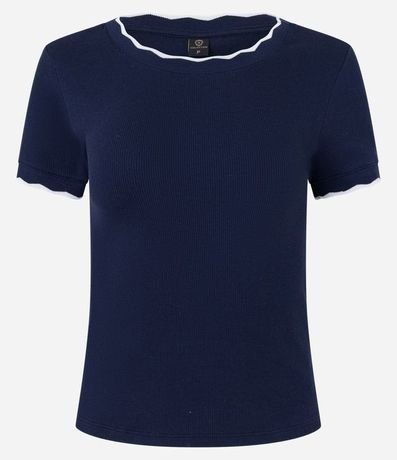 Blusa en Algodón con Detalle Ondulado Contrastante 5