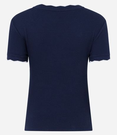 Blusa en Algodón con Detalle Ondulado Contrastante 7