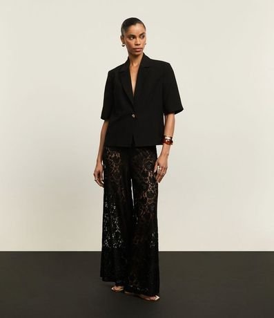 Blazer en Viscosa con Botón Metalizado y Manga Corta 2