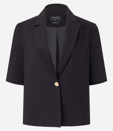 Blazer en Viscosa con Botón Metalizado y Manga Corta 7