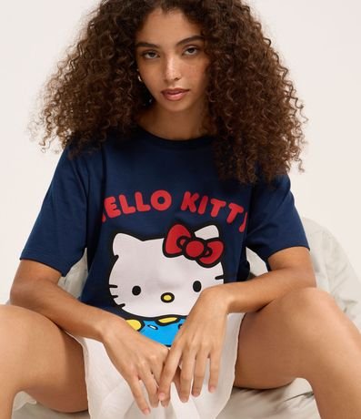 Remera alargada en Algodón con Estampa Hello Kitty