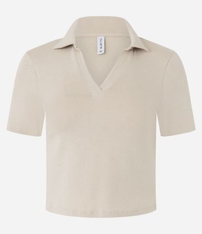 Blusa en Rib con Cuello Polo y Manga Corta 5
