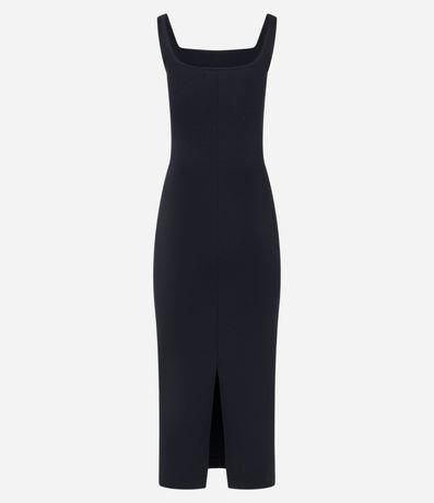 Vestido Midi Musculosa y Punto Roma con Escote Cuadrado 8