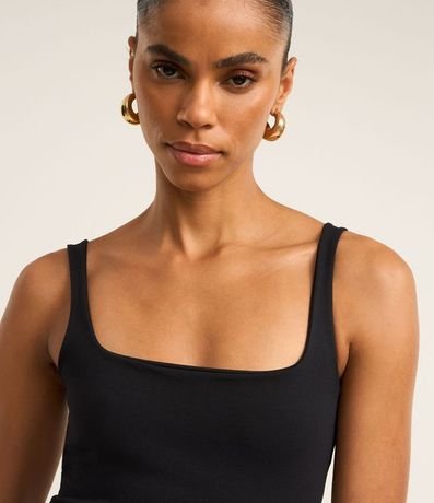 Vestido Midi Musculosa y Punto Roma con Escote Cuadrado 5