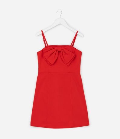 Vestido Infantil de Bretel Fino con Lazo - Tam  7 a 14 años