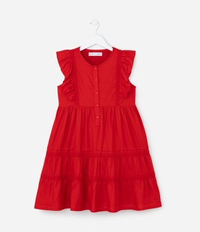 Vestido Infantil con Detalles en Encaje - Talle 5 a 14 años 2
