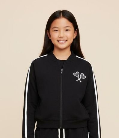 Campera Infantil Bomber en Modal - Tam  7 a 14 años