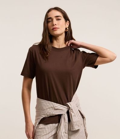 Remera en Algodón con Cuello Redondo
