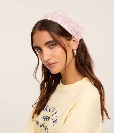 Bandana Elástica con Estampa de Cuadros con Flores 5