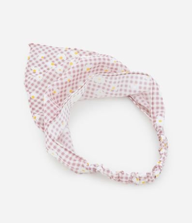 Bandana Elástica con Estampa de Cuadros con Flores 2