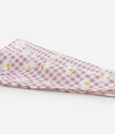 Bandana Elástica con Estampa de Cuadros con Flores 3