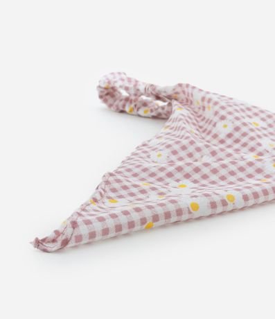 Bandana Elástica con Estampa de Cuadros con Flores 4