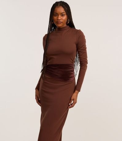 Vestido Long Midi en Viscosa con Cuello Alto 2