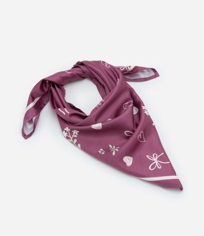 Pañuelo Infantil en Satén con Estampa Flor y Corazones - Talle único 3