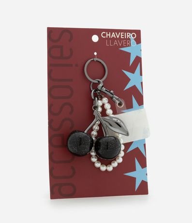 Llavero de Metal con Cereza y Perlas Artificiales 4