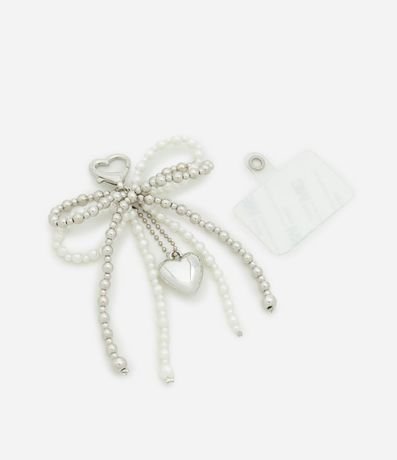 Llavero en Metal con Lazo con Perlas Artificiales y Corazón 2