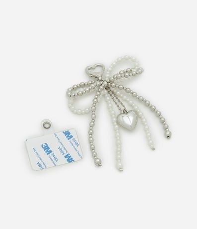 Llavero en Metal con Lazo con Perlas Artificiales y Corazón 3