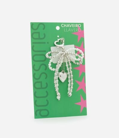 Llavero en Metal con Lazo con Perlas Artificiales y Corazón 4