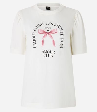 Remera Slim en Algodón con Manga Abullonada y Estampa Lazo L'Amour 5