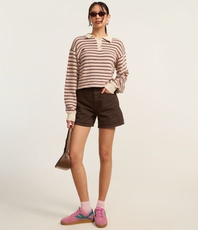 Blusa en Punto Texturizado con Rayas y Botones 2