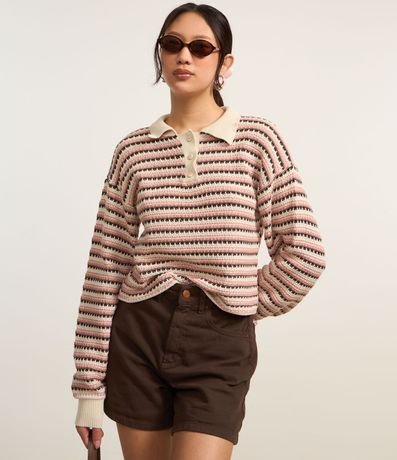 Blusa en Punto Texturizado con Rayas y Botones 3