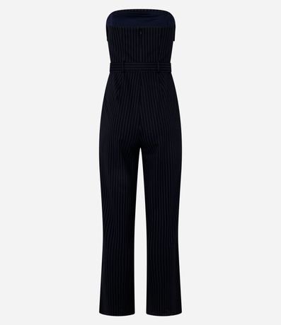 Mono Sin Bretel Listrado con Hilo Teñido y Cinturón de Tejido 8